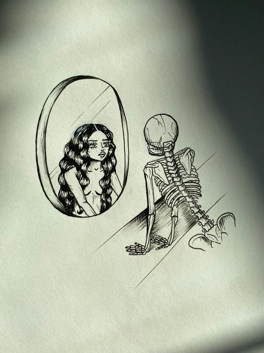 Woman Reflection Tattoo Flash