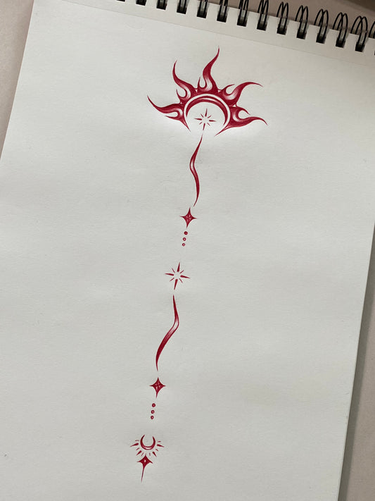 Sun Spine Tattoo Flash